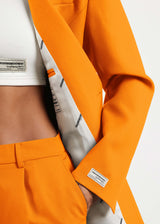 Formal Cinched Waist Blazer Tangerine Orange