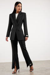 Formal Cinched Waist Blazer True Black