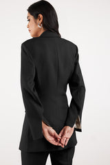 Formal Cinched Waist Blazer True Black