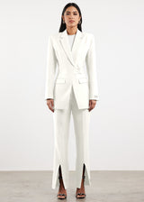 Formal Cinched Waist Blazer White