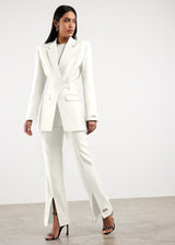 Formal Cinched Waist Blazer White