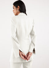 Formal Cinched Waist Blazer White