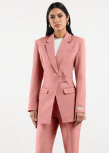 Formal Cinched Waist Blazer Blush Pink