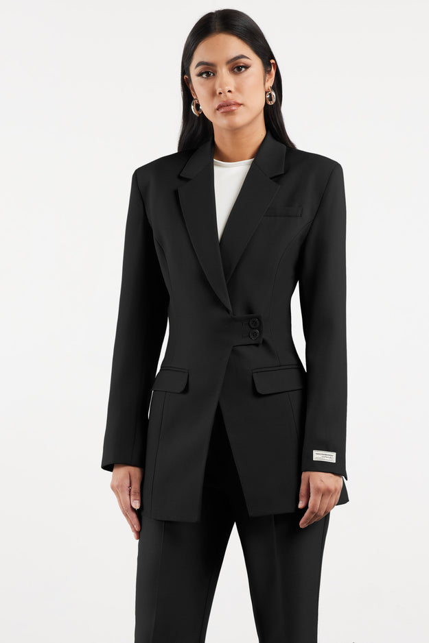 Formal Cinched Waist Blazer True Black