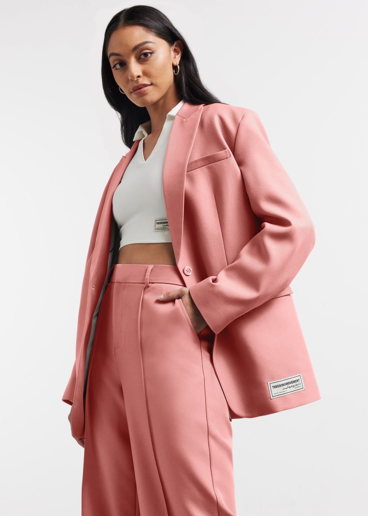 Oversized Re-Form100© Blazer Blush Pink