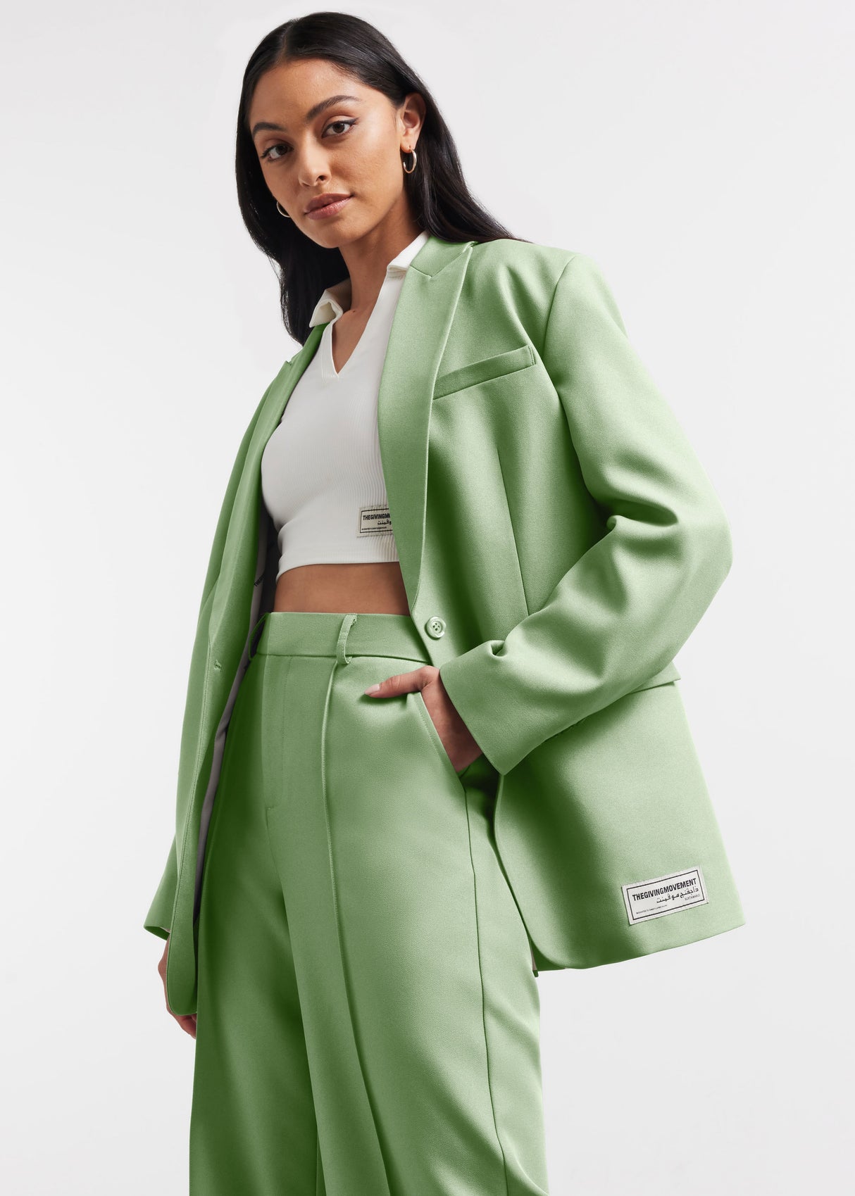 Oversized Re-Form100© Blazer Sage Green