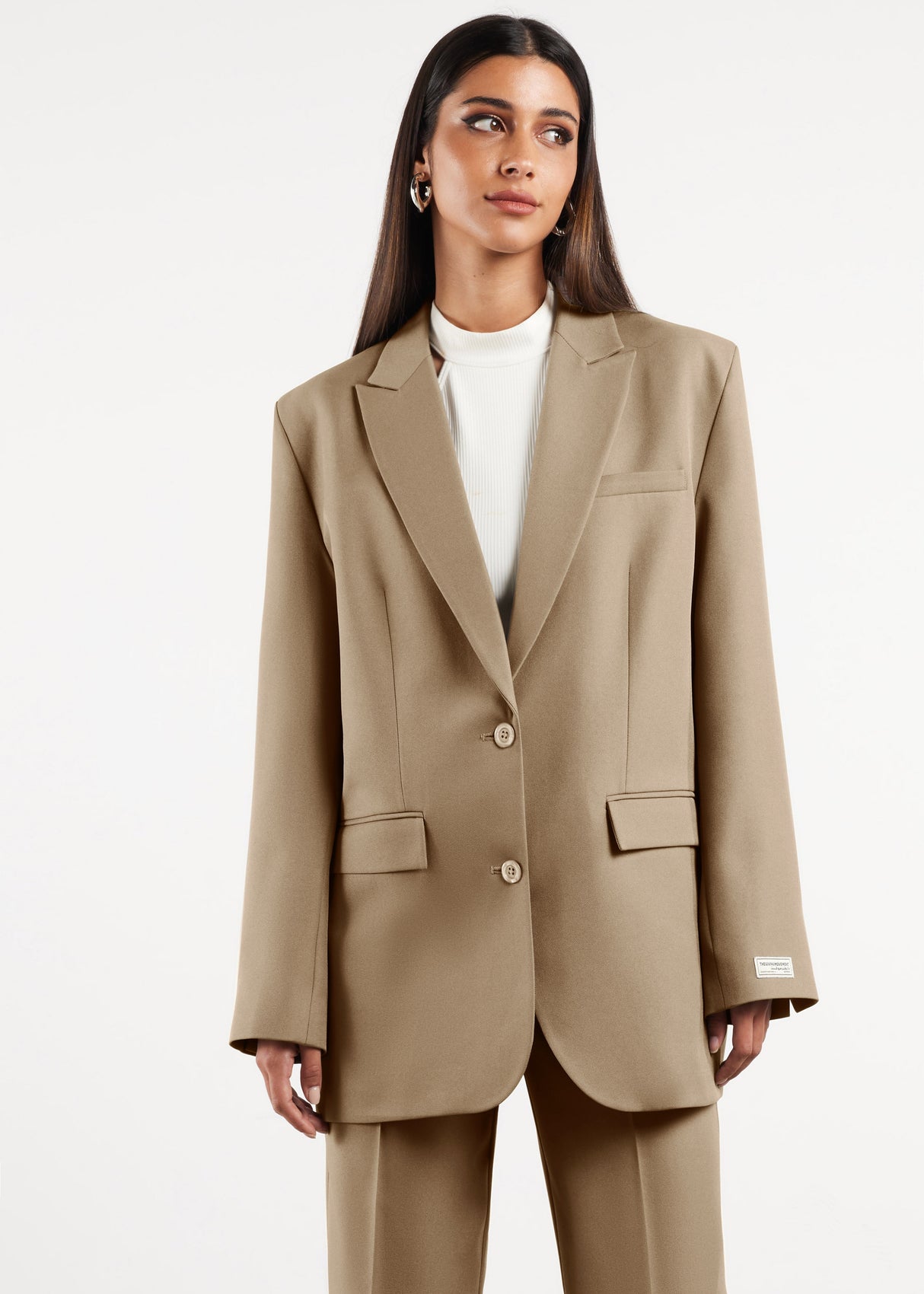 Formal Oversized Blazer Taupe