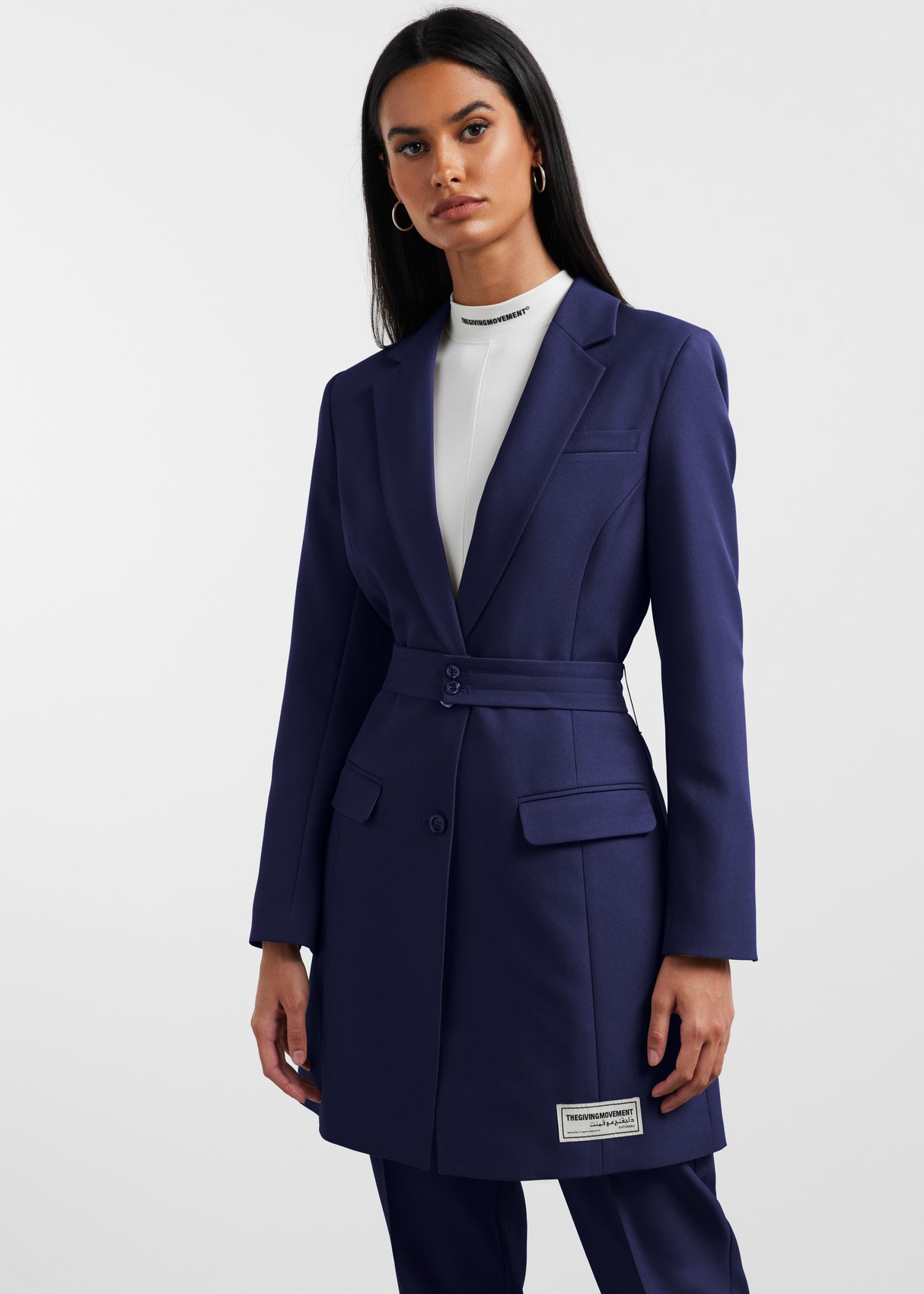 Modest Formal Blazer Dress Navy