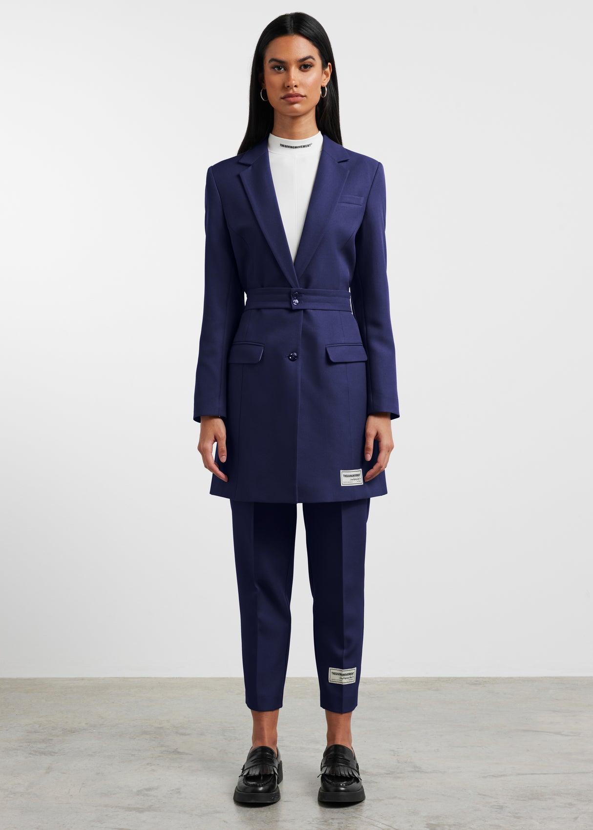 Modest Formal Blazer Dress Navy