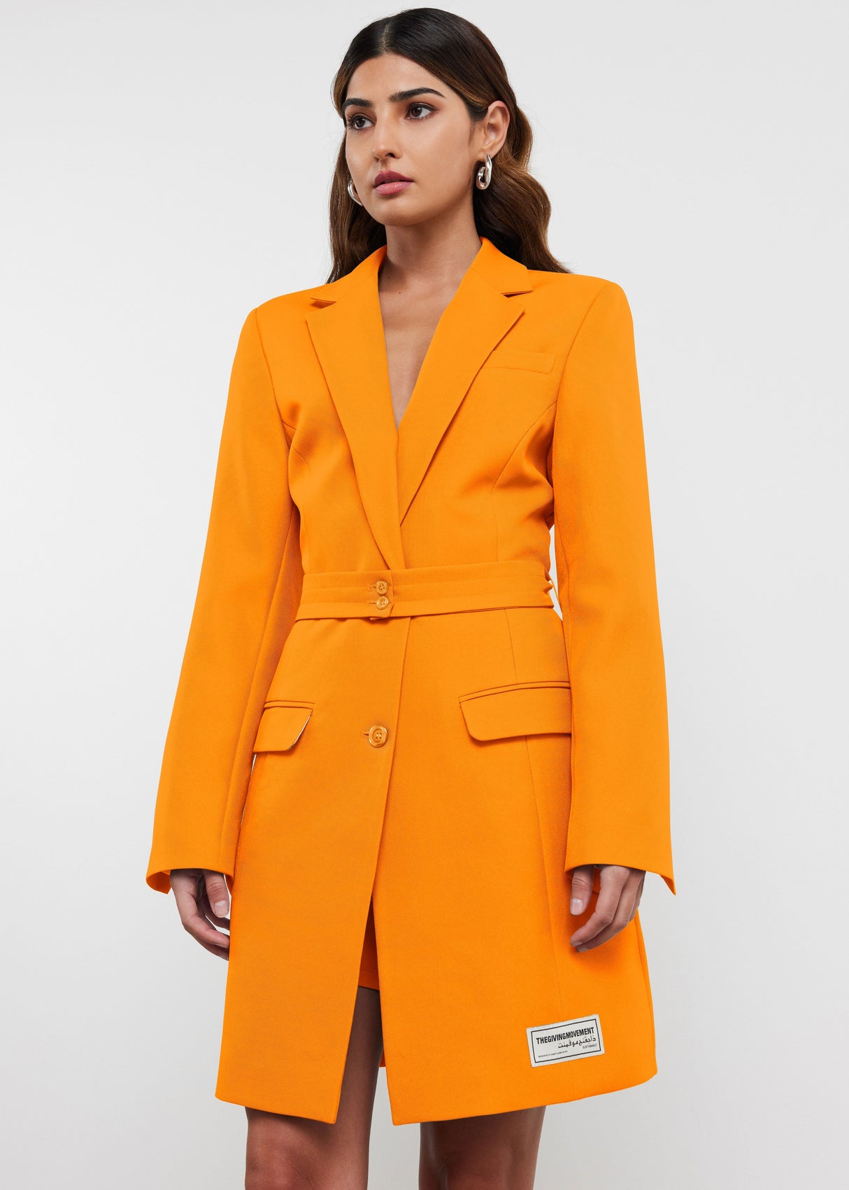 Modest Formal Blazer Dress Tangerine Orange