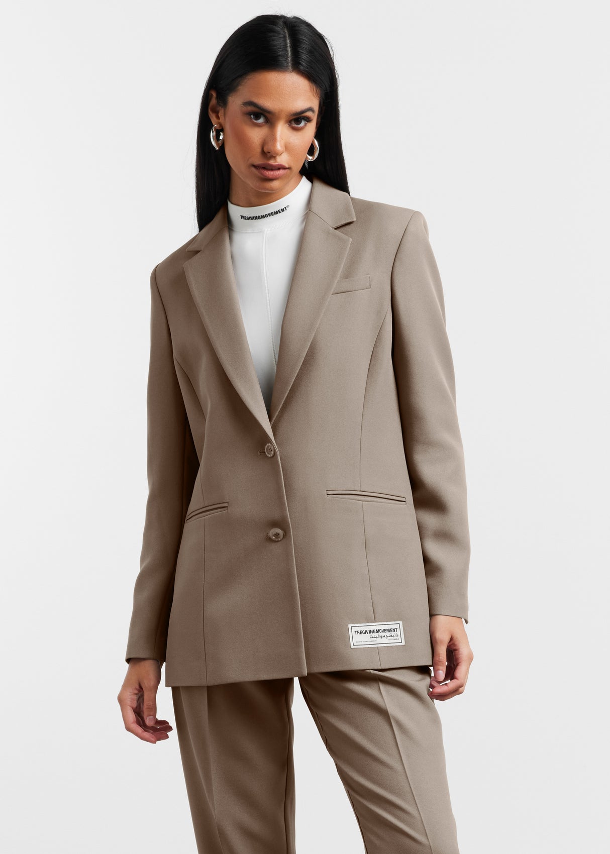 Women's Formal Fitted Blazer Mushroom