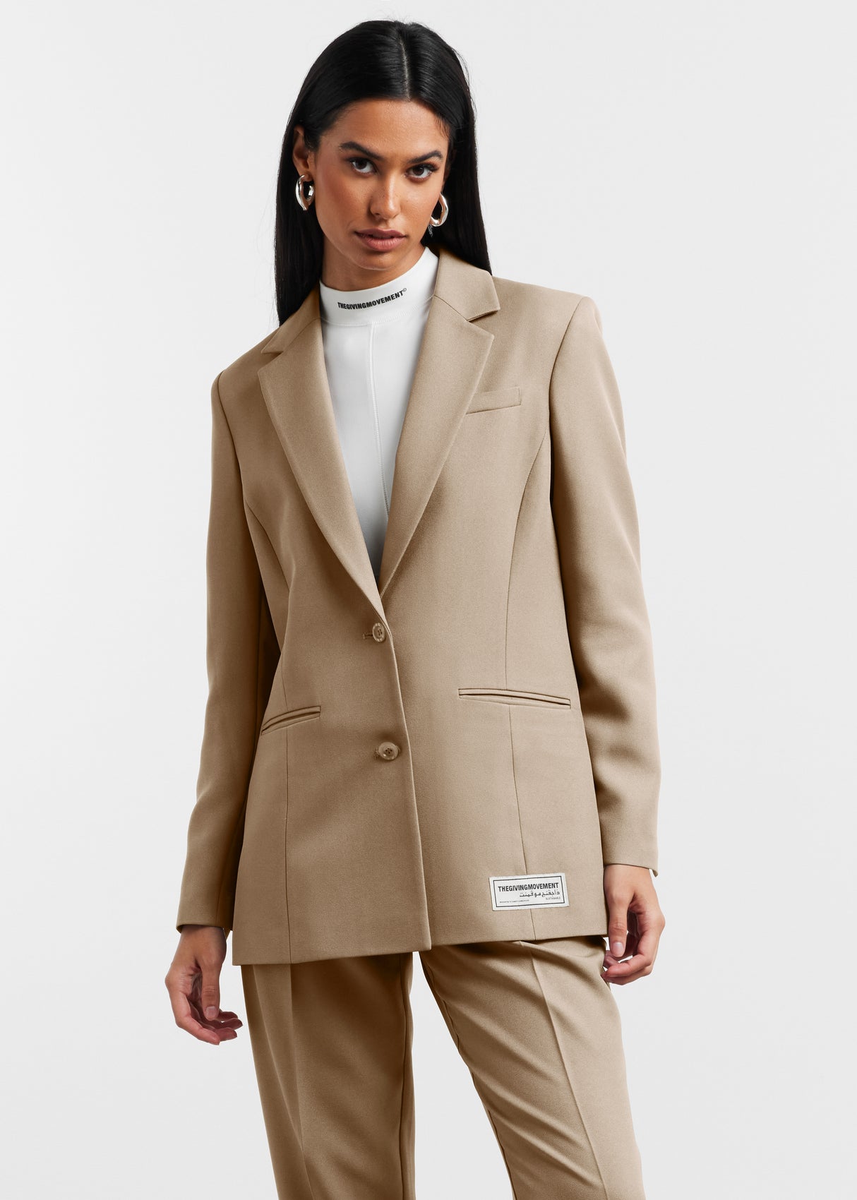 Women's Formal Fitted Blazer Taupe