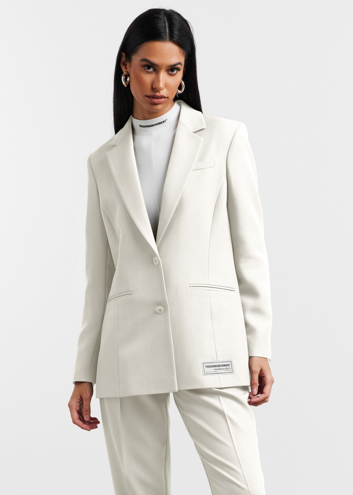 Women's Formal Fitted Blazer Off White