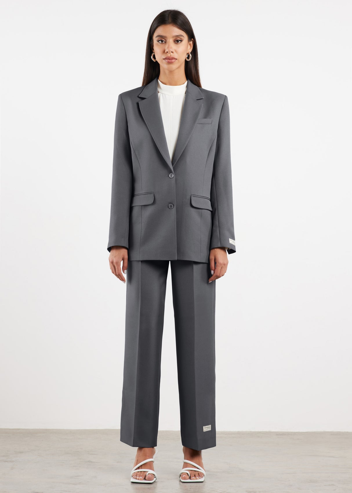 Formal Fitted Blazer For Women Dark Grey