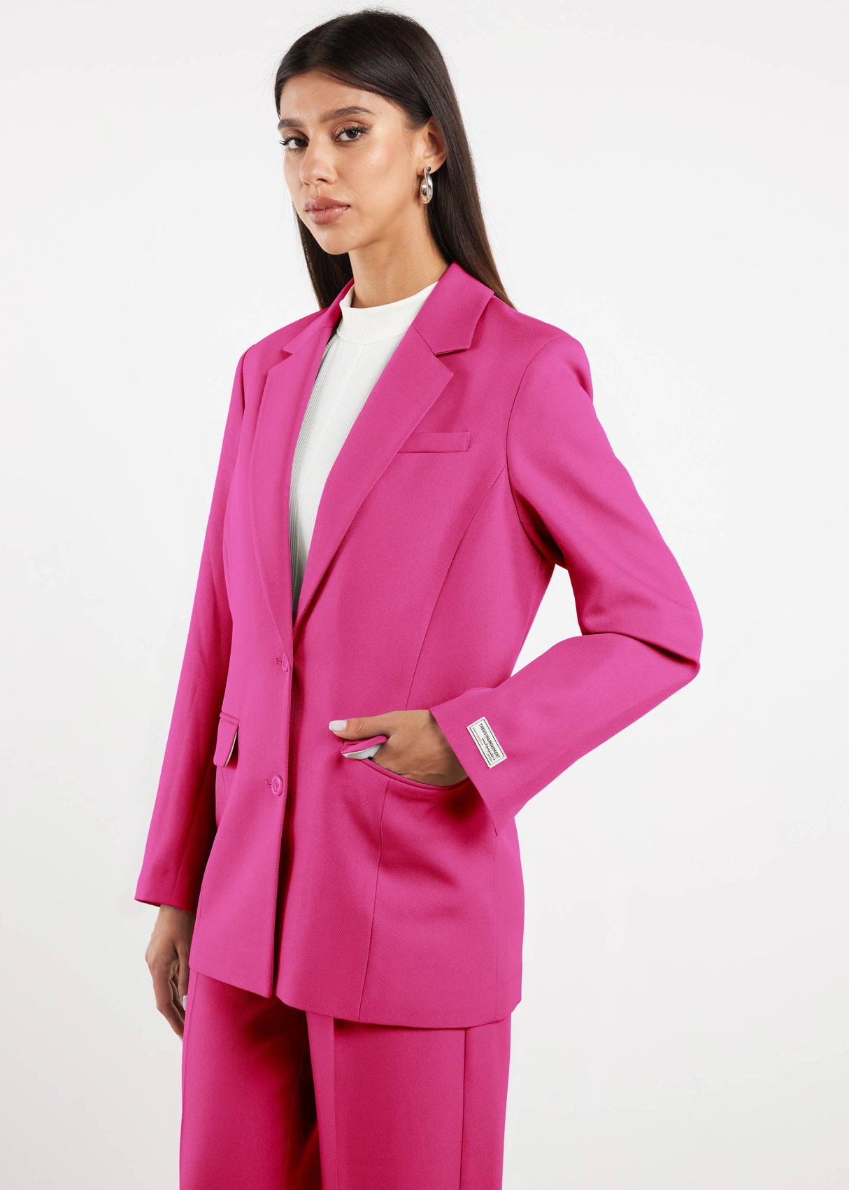 Formal Fitted Blazer For Women Fuchsia Pink