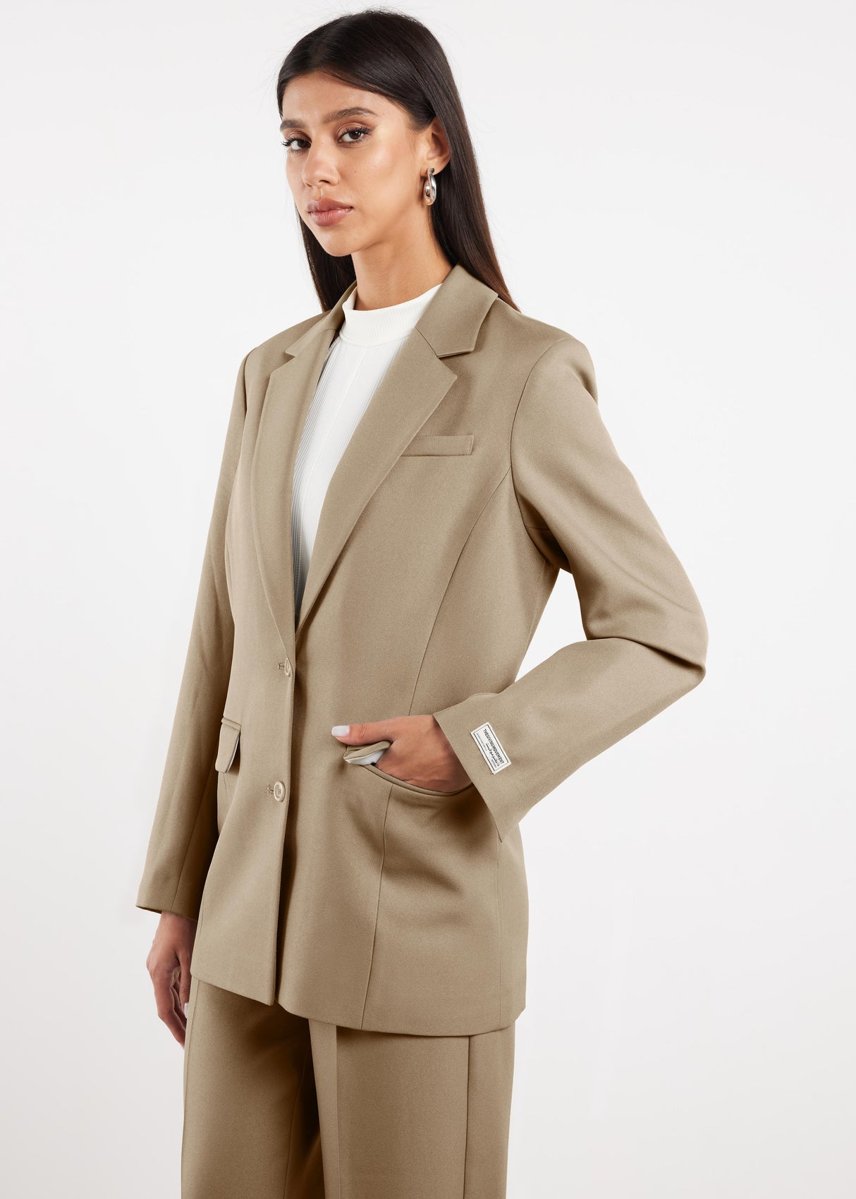 Formal Fitted Blazer For Women Taupe