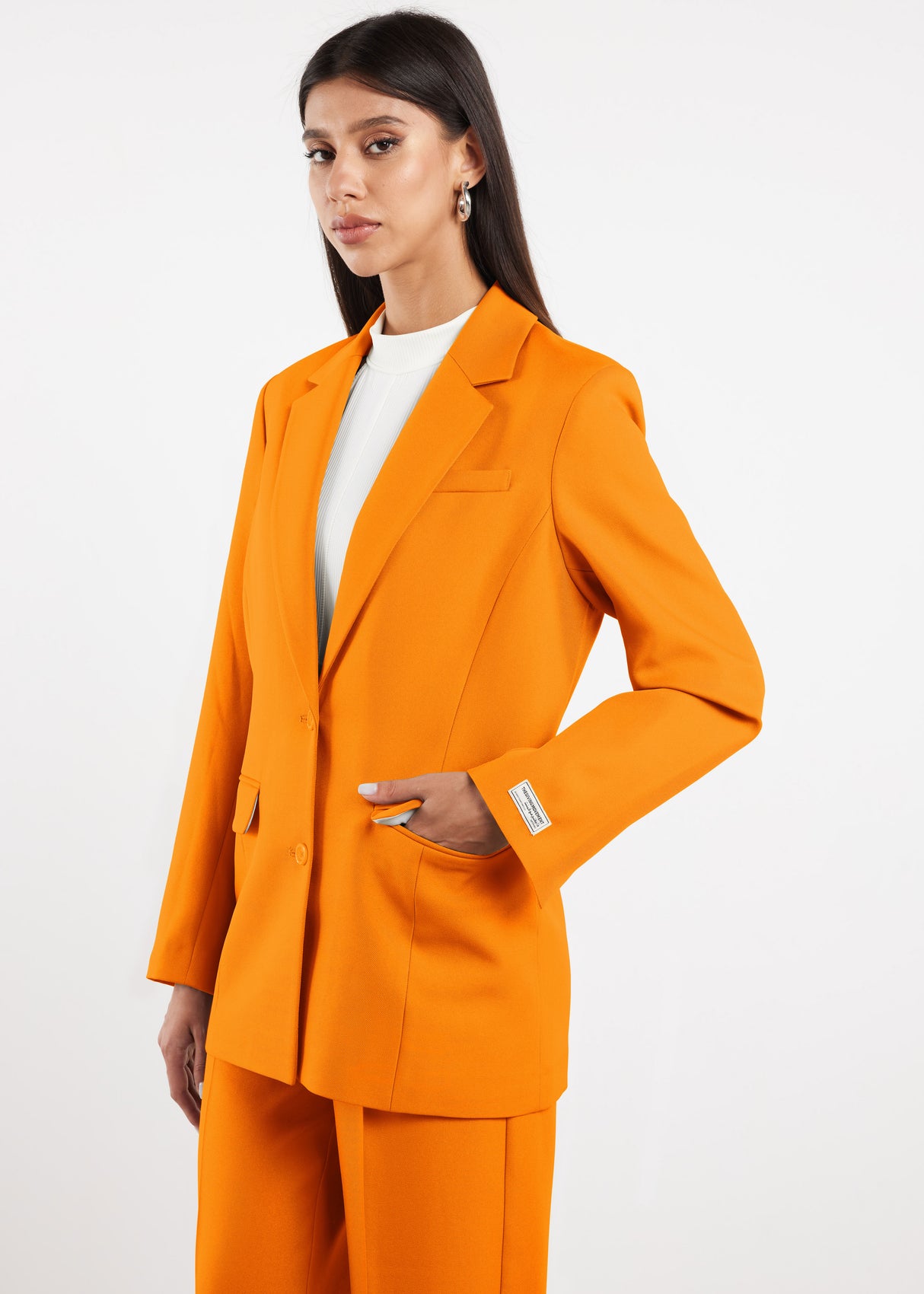 Formal Fitted Blazer For Women Tangerine Orange