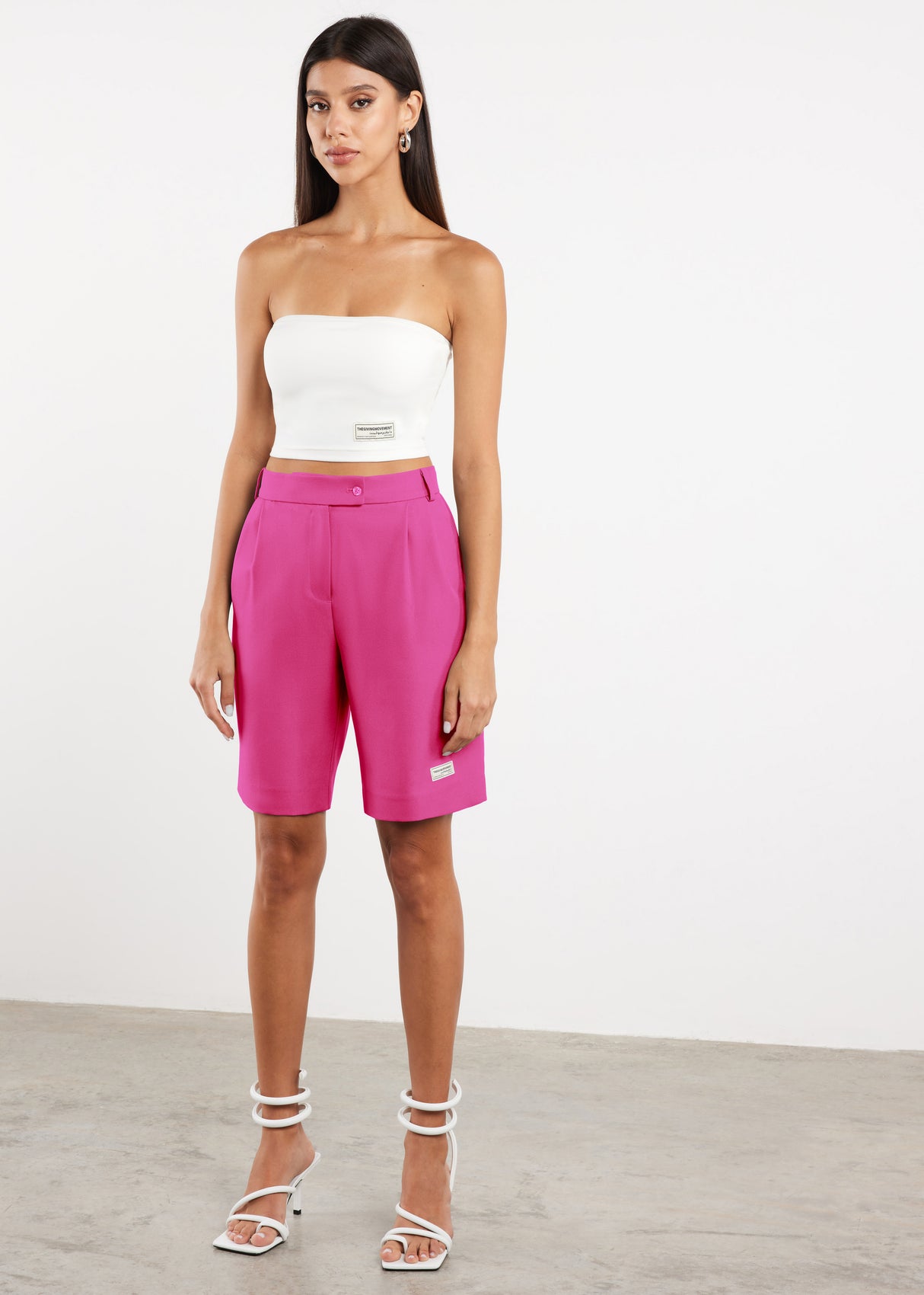 Women Formal Tailored Shorts Fuchsia Pink