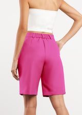 Women Formal Tailored Shorts Fuchsia Pink