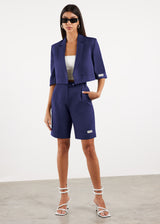 Women Formal Tailored Shorts Navy