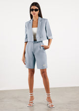 Women Formal Tailored Shorts Opal Blue