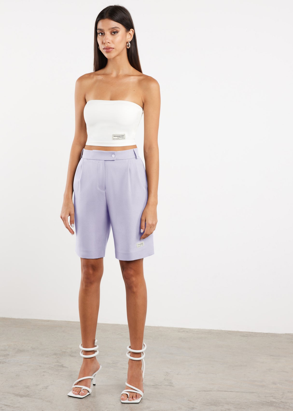 Women Formal Tailored Shorts Pastel Purple