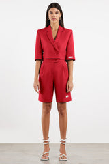 Women Formal Tailored Shorts Red