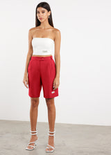 Women Formal Tailored Shorts Red