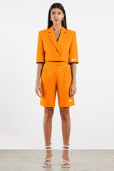 Women Formal Tailored Shorts Tangerine Orange