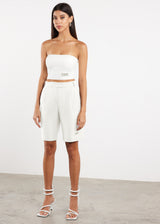 Women Formal Tailored Shorts White