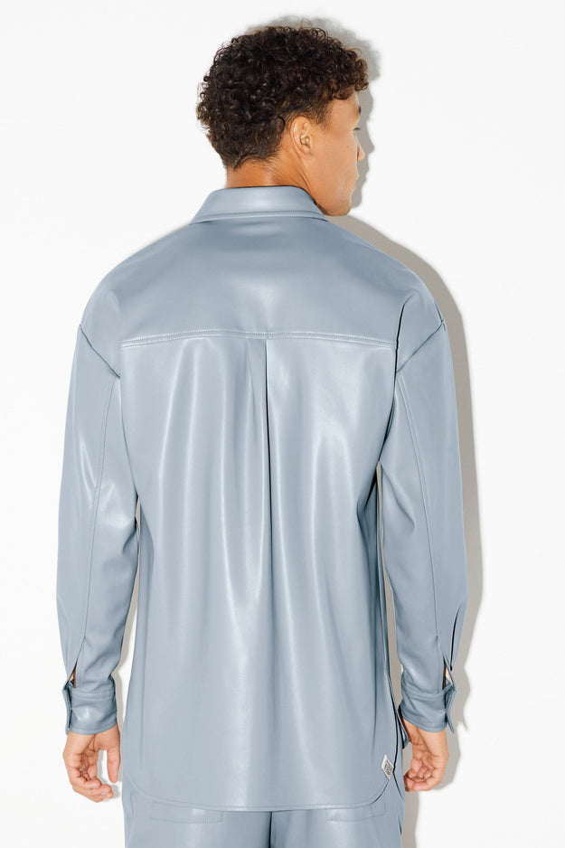 Oversized Pleather Shirt Opal Blue Unisex