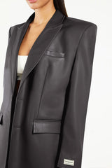 Oversized Pleather Blazer Anthrocete Grey