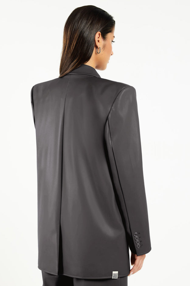 Oversized Pleather Blazer Anthrocete Grey