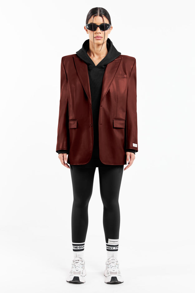 Oversized Pleather Blazer Blood Stone