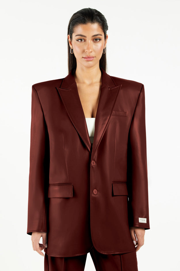 Oversized Pleather Blazer Blood Stone