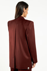 Oversized Pleather Blazer Blood Stone