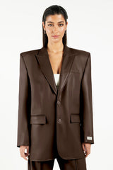 Oversized Pleather Blazer Coca Brown