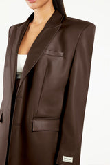 Oversized Pleather Blazer Coca Brown