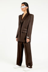 Oversized Pleather Blazer Coca Brown