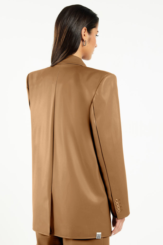 Oversized Pleather Blazer Camel