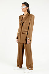 Oversized Pleather Blazer Camel