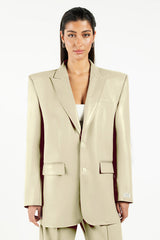 Oversized Pleather Blazer Light Sand