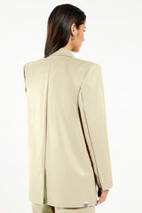 Oversized Pleather Blazer Light Sand