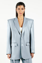 Oversized Pleather Blazer Opal Blue