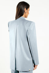 Oversized Pleather Blazer Opal Blue