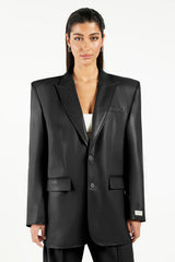 Oversized Pleather Blazer Pitch Black