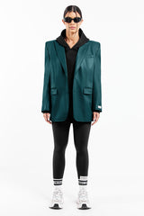 Oversized Pleather Blazer Teal