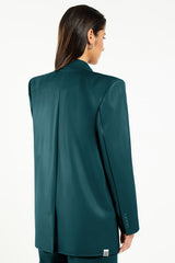 Oversized Pleather Blazer Teal