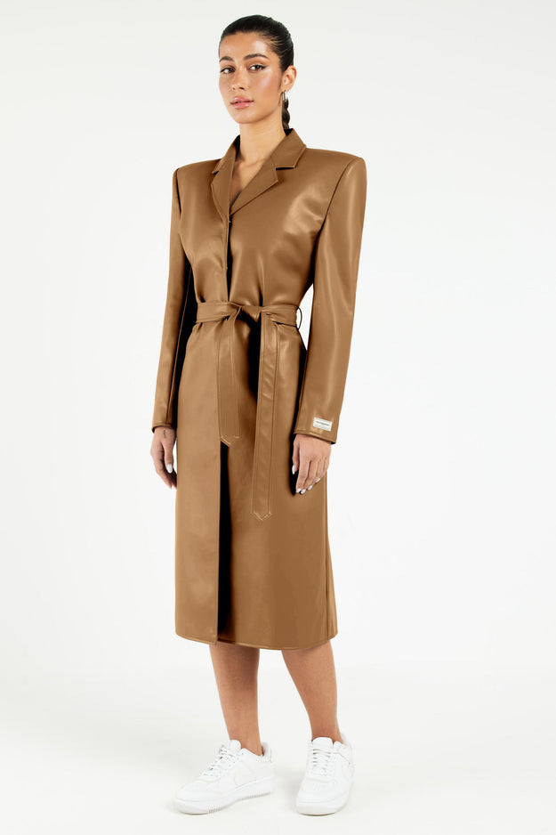 Pleather Trench Coat Camel