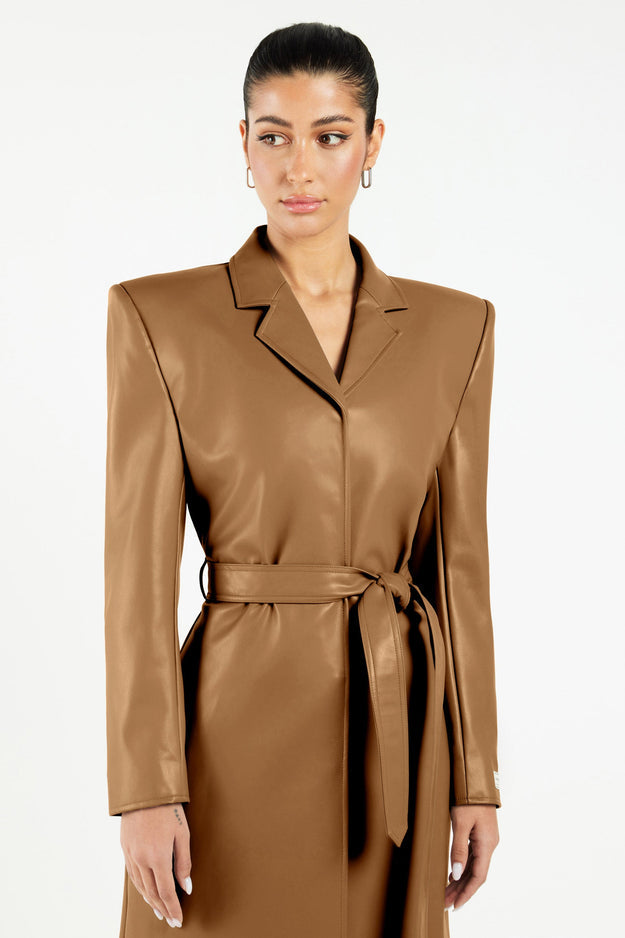 Pleather Trench Coat Camel